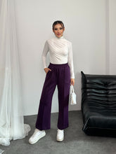 Beli Lastikli Scuba Kumaş Pantolon 8935 - Mor